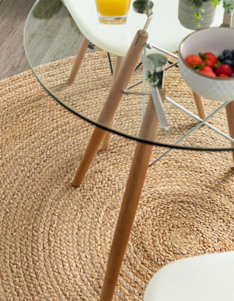 FRELISH DECOR Handwoven Jute Area Rug - 8 feet Round - Natural Yarn - Rustic Vintage Beige Braided Reversible Rug - Eco Friendly Rugs for Bedroom - Kitchen - Living Room - Farmhouse (8' Round) - Image 3