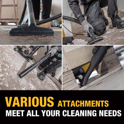 DEWALT 10 Gallon STEALTHSONIC Wet and Dry Shop Vacuum, Ultra Quiet Heavy Duty With Attachments, Powerful Outdoor Vac for Car, Garage, Workshop, Jobsite, Patio, DXV10S-QT, 5 Peak HP - Image 5