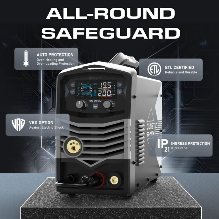 Sunstac MIG Welder, 200A 110V/220V MIG/Flux Core/Spool Gun/Lift TIG/Stick 5 in 1 Aluminum MIG Welding Machine, IGBT Inverter Synergic Control, Digital Screen Display, Over Loading Protection - Image 3