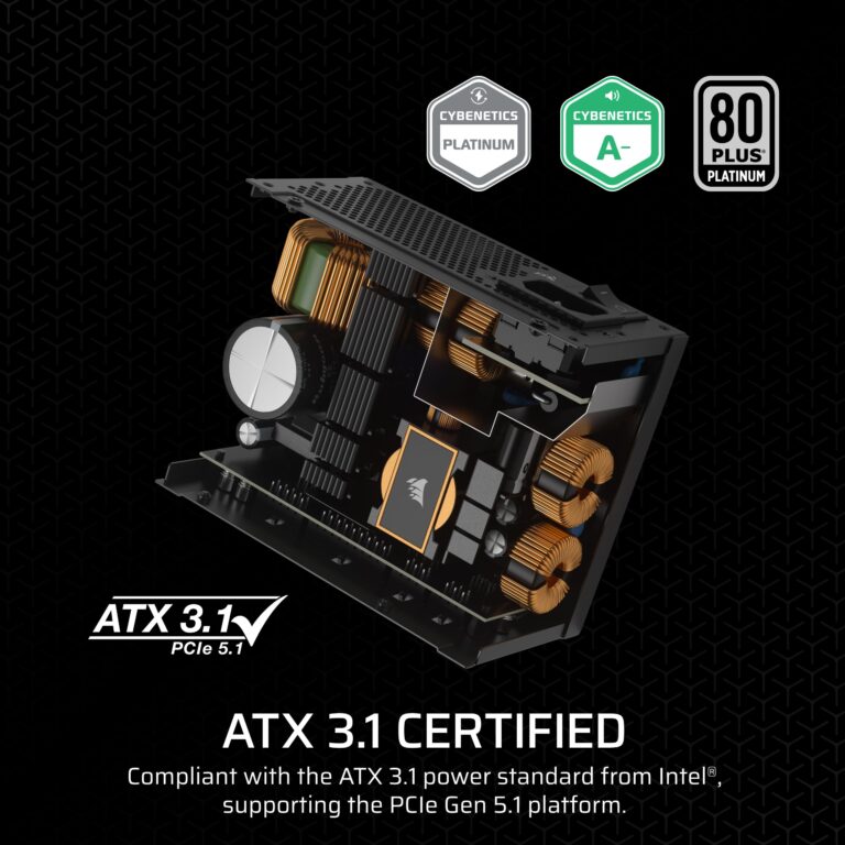 CORSAIR SF850 (2024) Fully Modular Low Noise 80 Plus Platinum ATX Power Supply – ATX 3.0 Compliant – PCIe 5.0 Ready – SFX-to-ATX Bracket Included – Black - Image 6