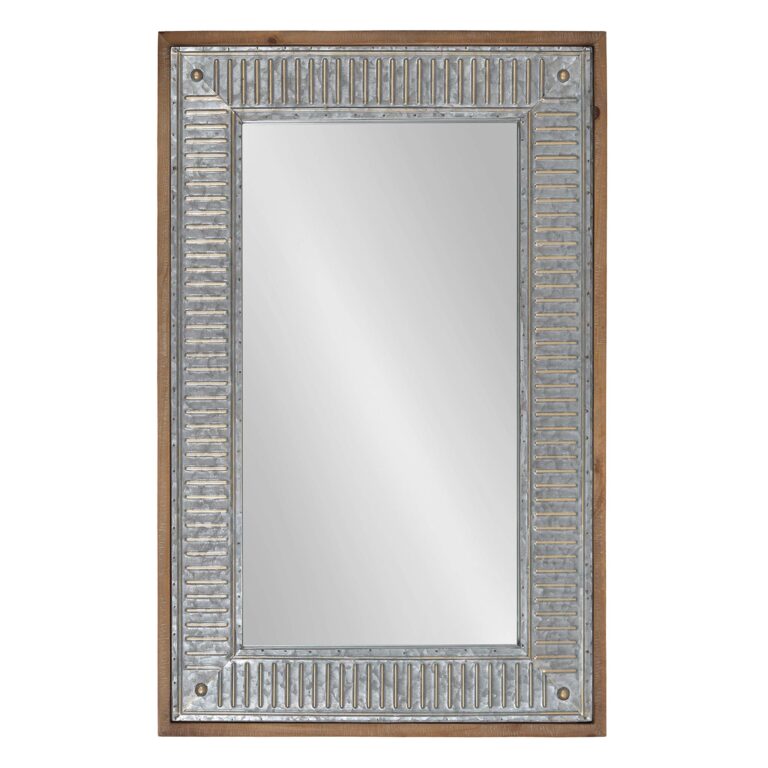 Kate and Laurel Deely Farmhouse Wall Mirror, 20 x 30, Rustic Brown and Silver, Rustic Wall Decor with Galvanized Metal Frame - Image 5