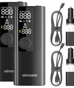 Airmoto and Power Kit Bundle Deal - 2 bundle - Tire Inflator Portable Air Compressor with Power Kit for Charging at Home and on The Road - Cordless Air Pump for Car Tires, Motorcycle, Bicycle