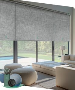 Yoolax Smart Coupled Roller Shades Compatible with Alexa Google, Motorized Blinds with Remote Blackout Coupled Roller Shades for X-Large Windows, Custom Size (XL Coupled-Smoky Gray)