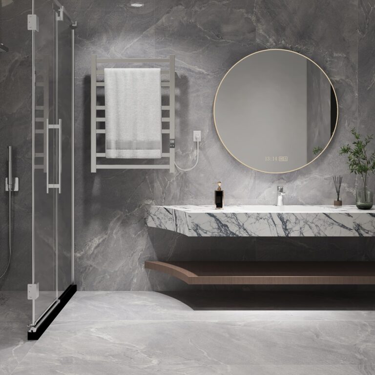 PeakTrivol 8-Bar Towel Warmer - Fast Heating, Auto Shut-Off Timer, LED Display Panel - Hardwired or Plug-in Options - Polished 304 Stainless Steel - Ideal for Bathroom - Hot Towel Warmer Rack - Image 3