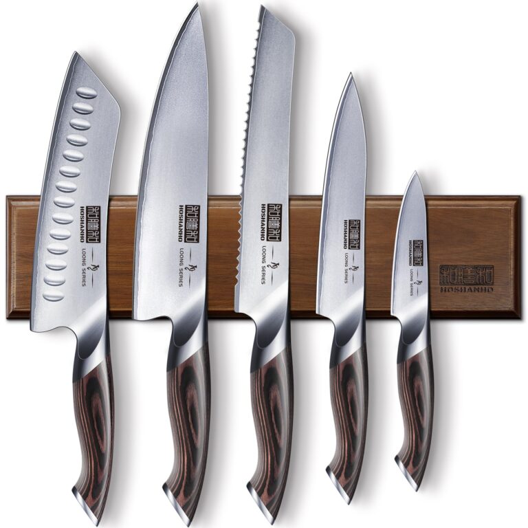 HOSHANHO Knife Set with Magnetic Knife Holder, 6 Pieces Japanese High Carbon Stainless Steel Kitchen Knife Sets, Ultra Sharp Professional Chef Knives Sets
