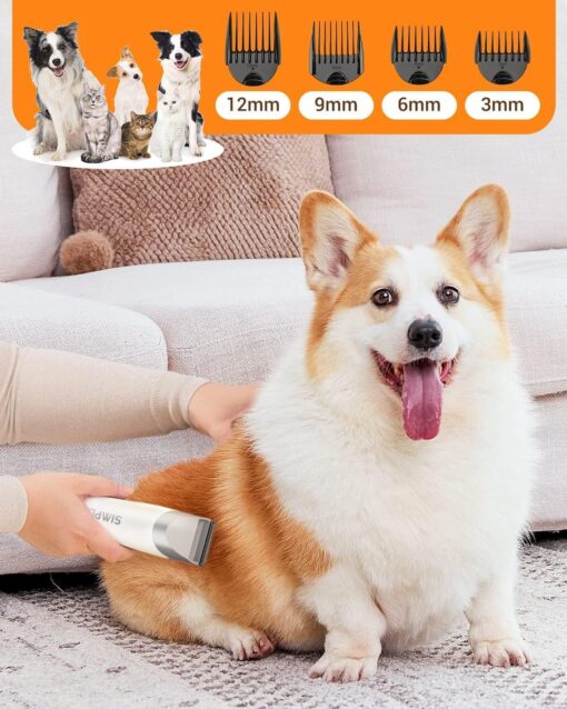 Dog Vacuum Grooming Kit for Shedding: Professional Hair Clippers Pet Groomer - Strong Suction Cleaner Deshedding Tool Fur Brush Attachment Trimmer for Home Cat (Off-White) - Image 7