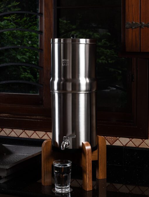 AquaEasy Stainless Steel Gravity Water Filter System (2.25 Gallon) with 2X Activated Carbon Filter, Stainless Steel Tap and Stand | Countertop Water Filtration System (Matte) - Image 6