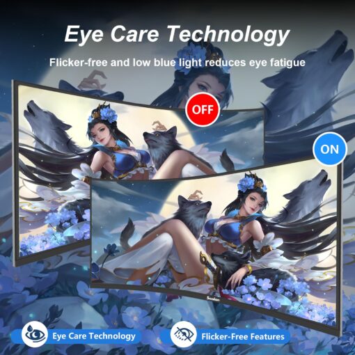 Sealan 34 inch Curved Ultrawide Gaming Monitor 165Hz,3440x1440 21:9 UWQHD, 1ms(MPRT),1500R, PIP/PBP,HDR400, 99% sRGB,300nits, FreeSync, HDMI2.0(TMDS) x2,DP1.4 x2, Eye Care, VESA(75 * 75mm) - Image 9