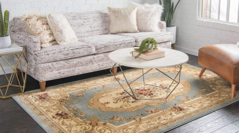Unique Loom Versailles Collection Traditional Classic Floral Motif Area Rug (8' 0 x 10' 0 Rectangular, Slate Blue/ Ivory) - Image 9