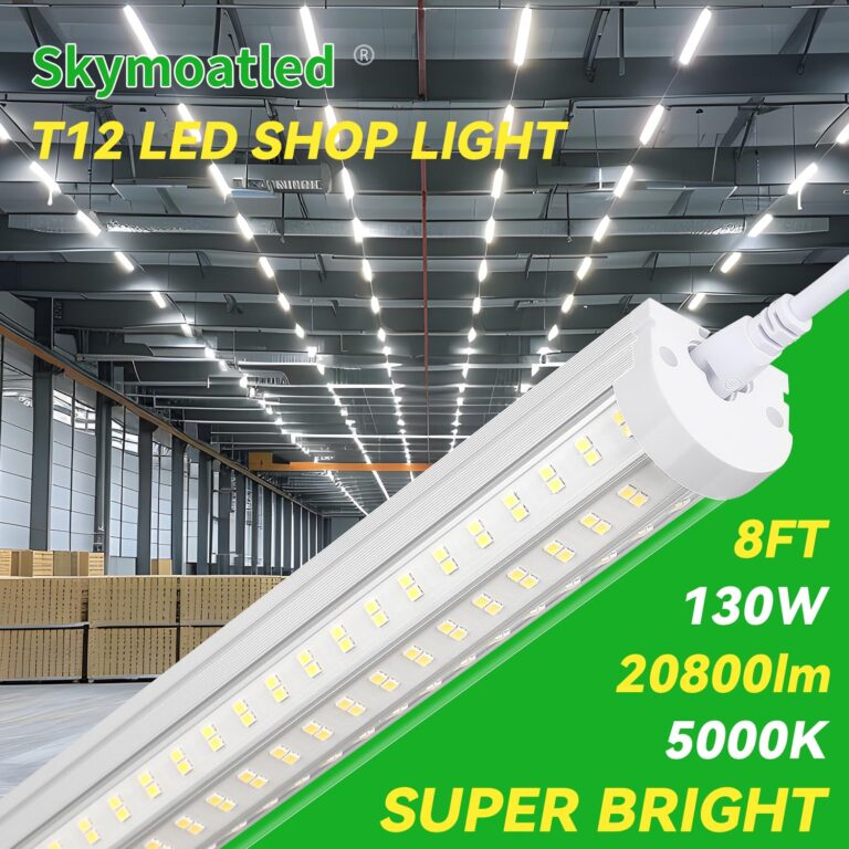 Skymoatled T12 8FT LED Shop Lights Garage Lights,130W 5000K 20800LM Daylight Color,Hanging/Surface Mount,Super Bright,Plug and Play,Linkable LED Shop Lights for Warehouse Workshop Basement,6Pack - Image 9