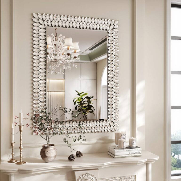 Kelly Miller 30"x40" Jeweled Bathroom Wall Mirror, Large Rectangle Mirror Decorative Mirror Luxury Vanity Mirror with Diamonds for Master Bath Half Bath Living Room Bedroom Fireplace Mantle Entryway - Image 9