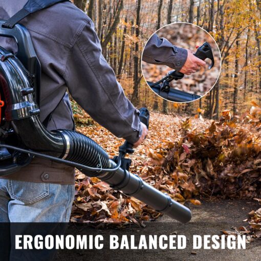 52cc Gas Backpack Leaf Blower, 2.1 HP Engine, High-Velocity 570 CFM, 250 MPH, Ergonomic Design, Low Vibration, and Cruise Control for Yard Work All Year Round - Image 6