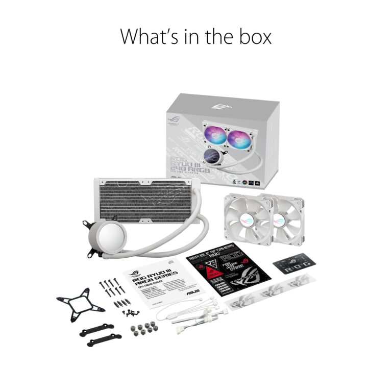 ASUS ROG RYUO III 240 ARGB White Edition All-in-one AIO Liquid CPU Cooler 240mm Radiator, Asetek 8th gen Pump Solution, Anime Matrix™ LED Display and ROG AF 12S ARGB Fan. - Image 3