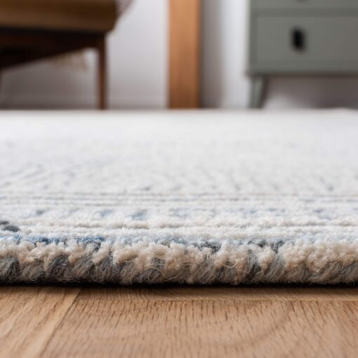 SAFAVIEH Abstract Collection 8' Round Ivory/Blue ABT340M Handmade Premium Wool Entryway Foyer Living Room Bedroom Kitchen Area Rug - Image 5