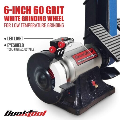 Bucktool Combo 2" x 42" Belt Sander 6" Bench Grinder, Knife Sharpener with Large Work Table BG2600 Upgraded Model - Image 6