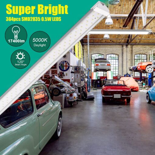 SZHLUX 8FT 110W LED Shop Light, 17400LM 5000K Utility Shop Light, Linkable Daylight White Shop Lights, Integrated LED Ceiling Light Fixture, Garage Light, LED Tube Light for Workshop - Image 5