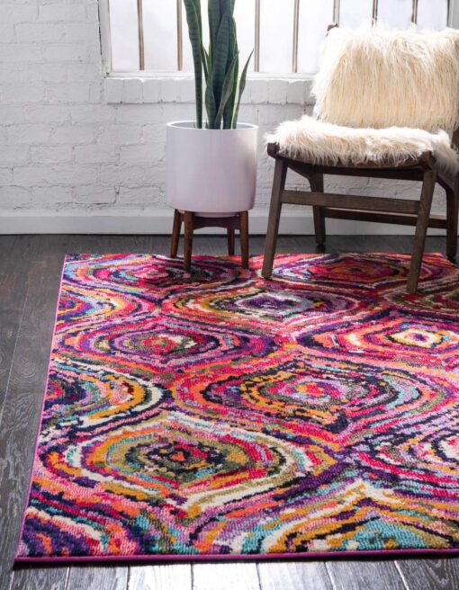 Unique Loom Estrella Collection Colorful, Abstract, Geometric, Gradient, Modern Area Rug, 8 ft x 11 ft, Multi/Pink