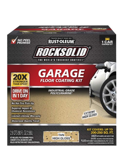 Rust-Oleum 60007 Rocksolid Polycuramine Garage Floor Coating, Tan, 1 Car Kit