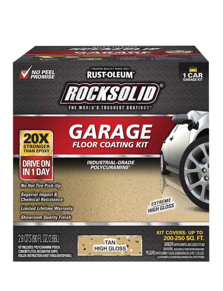 Rust-Oleum 60007 Rocksolid Polycuramine Garage Floor Coating, Tan, 1 Car Kit