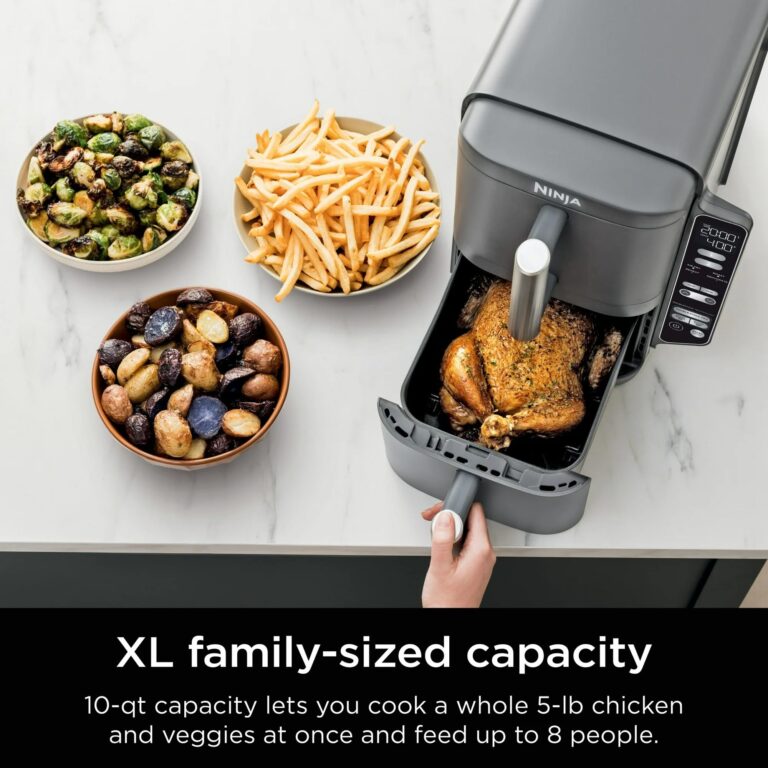 Ninja SL400 DoubleStack XL 2-Basket Air Fryer, Cooks 4 Foods at Once, Compact Design, 10 QT, 4-in-1, Smart Finish & Match Cook, Air Fry, Broil, Bake, Easy Meals, Easy Clean, Grey (Renewed) - Image 3