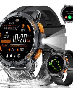 LIGE GPS Military Smart Watch for Men, LED Flashlight/Compass/45 Days Battery/IP68 Waterproof 1.43'' AMOLED Smartwatch, 100+ Sports Modes Fitness Tracker, Rugged Smart Watches for Android iOS