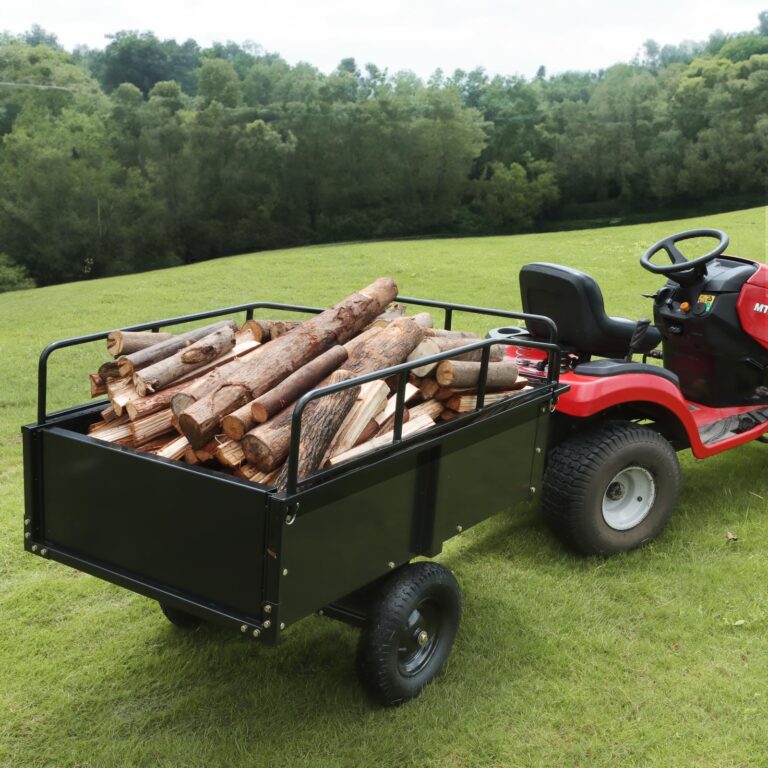 VEVOR Heavy Duty ATV Dump Cart - Steel Tow Behind trailer, 750 lbs, 15 Cubic Feet Garden Utility with Removable Sides - Image 5