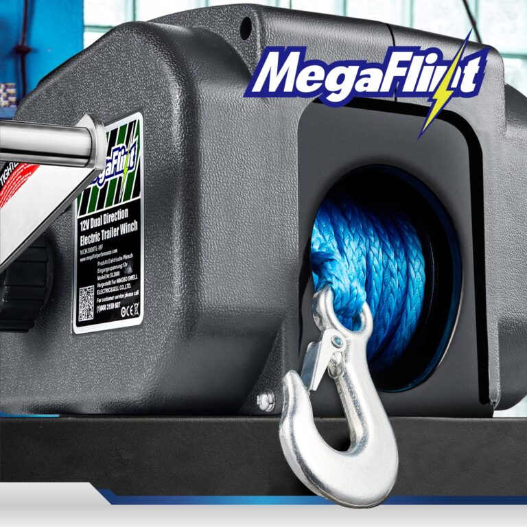Megaflint Trailer Winch,Reversible Electric Winch, for Boats up to 6000 lbs.12V DC,Power-in, Power-Out, and Freewheel Operations,30% Higher winching Power Than Regular 6000 lbs Winch (5000lbs Marine) - Image 5