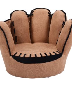 Costzon Kids Couch with Solid Wood Frame & Baseball Glove Design, Children Armchair for Play Room, Nursery, Kindergarten, Kids Room, Gift for Boys & Girls (Brown)