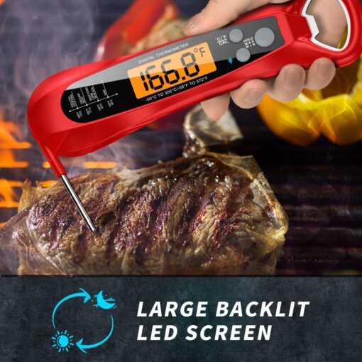NIUTA Meat Thermometer Digital, 1 Sec Instant Read, NIST Certified Accurate to ±0.5℉, Ultra Bright LED Screen, 100% Waterproof, Auto-Rotate, BBQ/Smoker/Candy, Valentines Gift, HD-AAA - Image 5