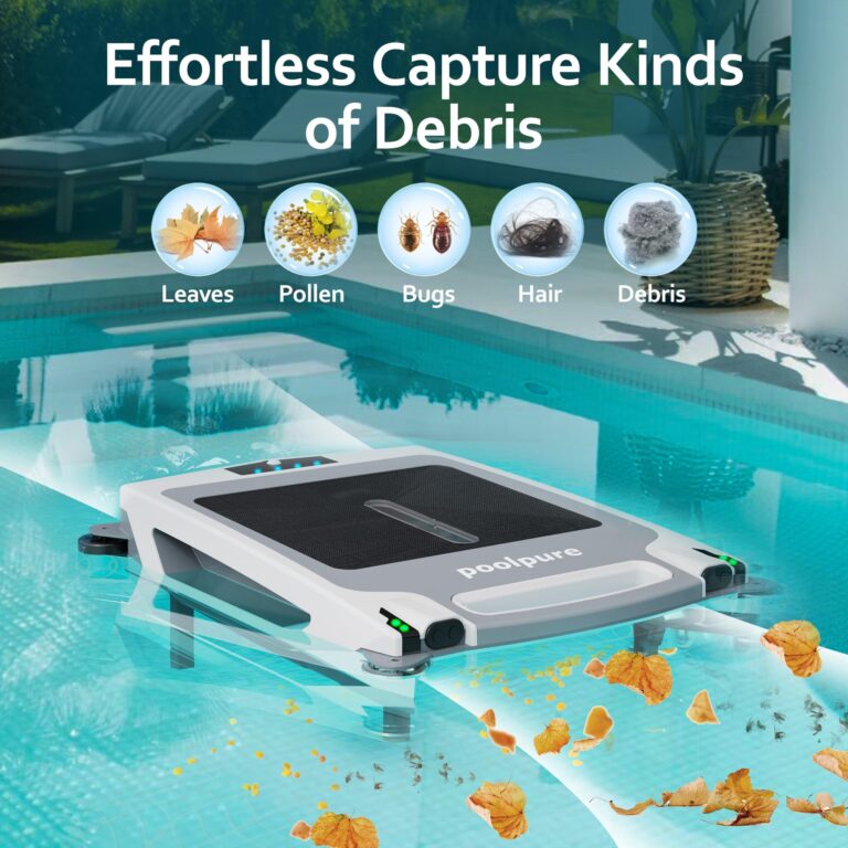 POOLPURE Pool Skimmer Robot with Solar Panel Automatically Design, Pool Surface Skimmer Robotic, Twin Motors Automatic Pool Skimmer (Skimmer with Solar Panel) - Image 4