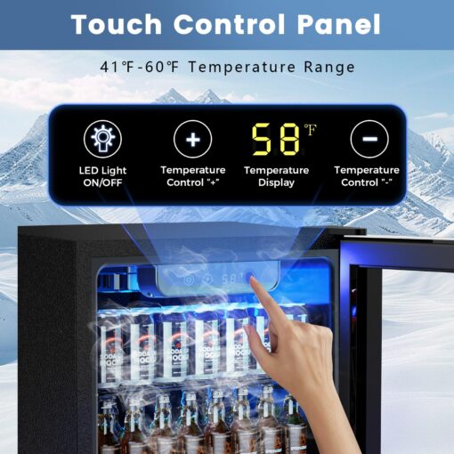Electactic Wine Cooler 26 Bottle Beverage Refrigerator, Small Mini Wine Cellar Freestanding Wine Refrigerator for Red Wine & Beer Champagne 40-61℉Adjustable Temperature Quiet Mini Fridge(Black) - Image 3