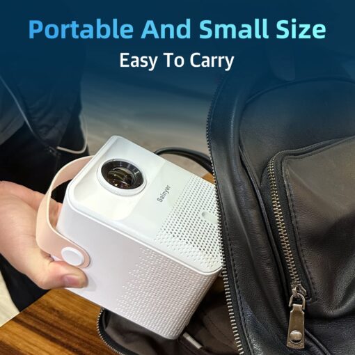 Smart Projector 4K Android System, 15000Lm Mini Projector with WiFi and Bluetooth, 4K Outdoor Projector Max 300” Digital ±45° 4D Keystone Zoom Support, Compatible with Phone, TV Stick, Game, USB - Image 2