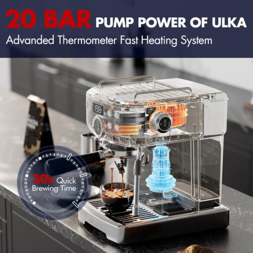 SUMSATY Espresso Machine, Stainless Steel Espresso Machine with Milk Frother for Latte, Cappuccino, Machiato,for Home Espresso Maker, 1.8L Water Tank, 20 Bar - Image 6