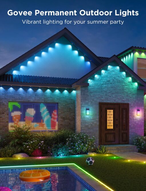 Govee Permanent Outdoor Lights, Smart RGBIC Outdoor Decor with 75 Scene Modes, 100ft with 72 LED Lights, IP67 Waterproof for Outdoor Decorations, Work with Alexa, Google Assistant, White - Image 9