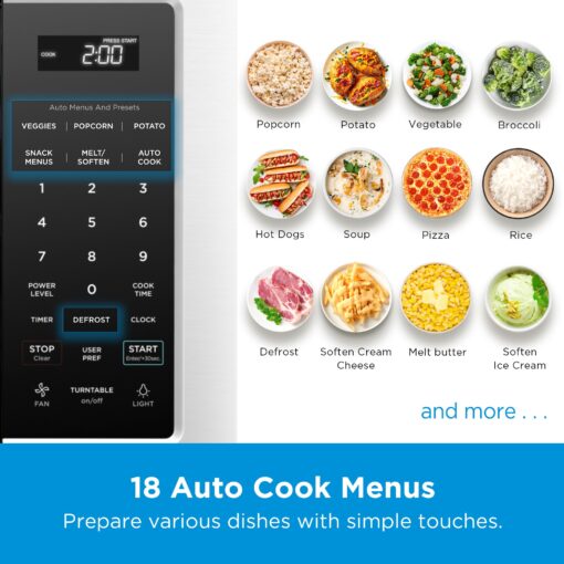 Midea MOR17BSA-SS 1.7 Cu.ft. Over The Range Microwave Oven with Smart Touch Panel, Auto Cooking Menu, 1000 W, 300 CFM Ventilation, in Stainless Steel - Image 7