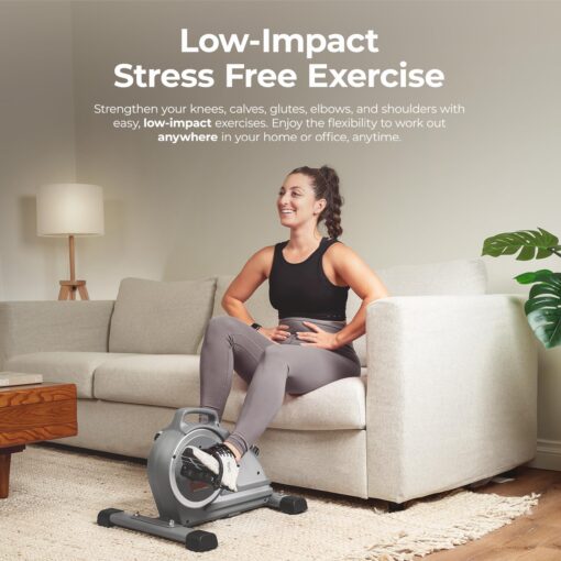 Sunny Health & Fitness Magnetic Under Desk Mini Exercise Cycle Bike, Dual Function Pedal Exerciser with Digital Monitor and Carrying Handle – SF-B020026 - Image 4