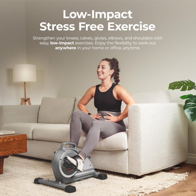 Sunny Health & Fitness Magnetic Under Desk Mini Exercise Cycle Bike, Dual Function Pedal Exerciser with Digital Monitor and Carrying Handle – SF-B020026 - Image 4