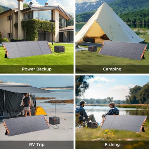 Upgraded 200 Watt Portable Solar Panel for Power Station,20V Foldable Solar Panel with Solar Angle Guide,23.5% High Efficiency IP67 Waterproof 4 Adjustable Kickstands for Camping RV Hurricane Blackout - Image 2