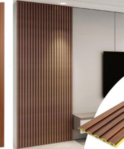 Art3d WPC Slat Wall Panels, 8-Pack 108 x 6 Inch 3D Wall Accents for Interior Wall Decor, Living Room, Bedroom, Teak