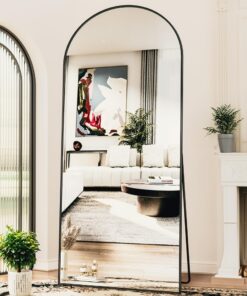 Antok Arched Full Length Mirror, 76"x34" Arched Floor Mirror, Glassless Mirror Full Length with Stand, Floor Mirrors Freestanding, Wall Mounted Mirrors for Bedroom Living Room, Black