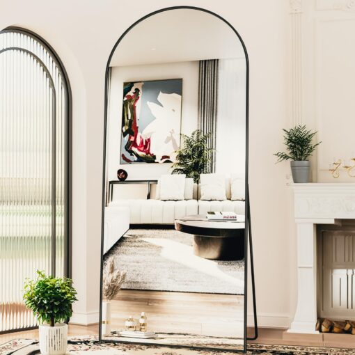 Antok Arched Full Length Mirror, 76"x34" Arched Floor Mirror, Glassless Mirror Full Length with Stand, Floor Mirrors Freestanding, Wall Mounted Mirrors for Bedroom Living Room, Black