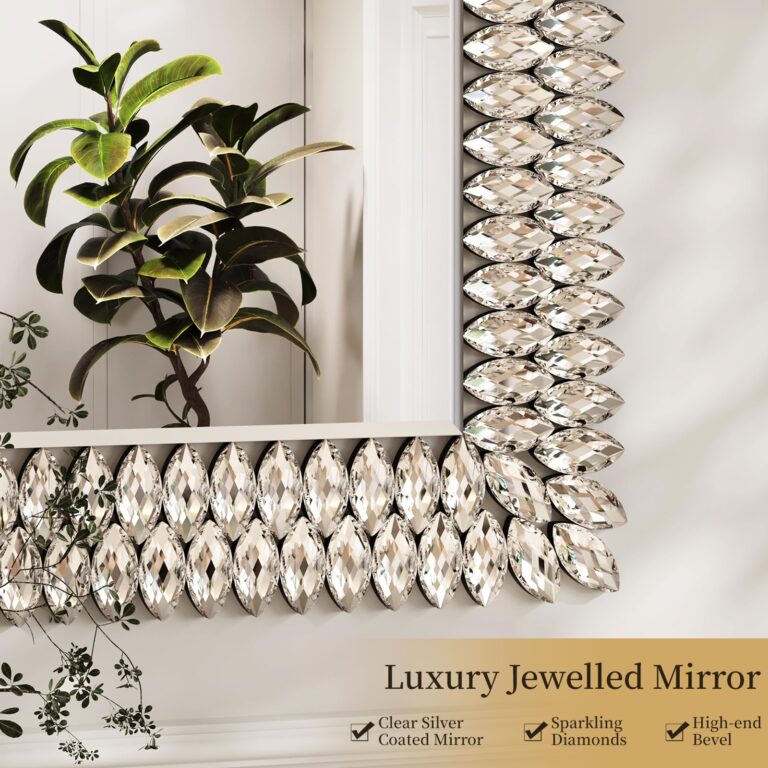 Kelly Miller 30"x40" Jeweled Bathroom Wall Mirror, Large Rectangle Mirror Decorative Mirror Luxury Vanity Mirror with Diamonds for Master Bath Half Bath Living Room Bedroom Fireplace Mantle Entryway - Image 8