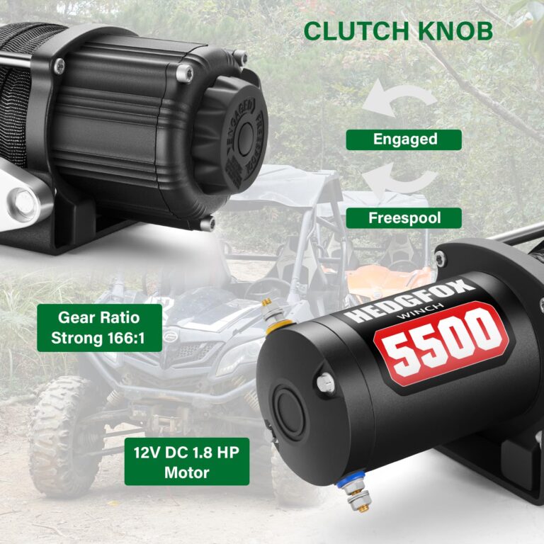 HEDGFOX UTV ATV 5500lb Electric Winch 12V Waterproof with Synthetic Rope Hawse Fairlead Kit for Offroad, Trailer Recovery Winch with Wireless Handheld Remote and Mini Rocker Control - Image 6