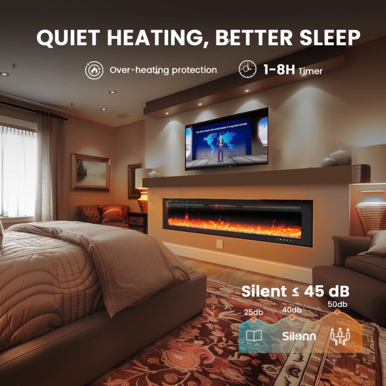 Silonn 50″Smart Electric Fireplace Heater with App & Remote Control, 5300 BTU Heat Output, Ultra-Slim Wall-Mounted or Recessed Electric Fireplace Inserts with Timer, 20 Flame Colors,WiFi Enabled - Image 6