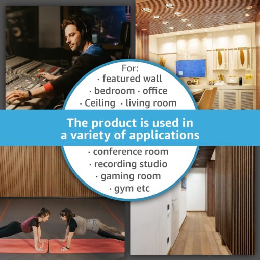Art3d 4 Wood Slat Acoustic Panels for Wall and Ceiling - 3D Fluted Sound Absorbing Panel with Wood Finish - Brushed Silver - Image 4