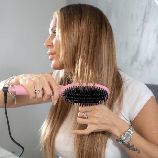 ghd Glide Hot Air Brush | Limited Edition in Fondant Pink | Professional Smoothing Blow Dryer Brush, Ceramic Hair Straightener, and Styler - Image 6