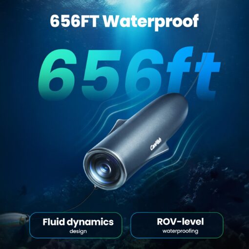 CanFish Fishing CamX Fishing Finders Camera Camera, HD 1080P &136°Ultra-Wide-Angle,656FT ROV Waterproof/Motion Sensing/Segmented Intelligent Recording/Wireless Charge/App Compatible (Grey) - Image 4