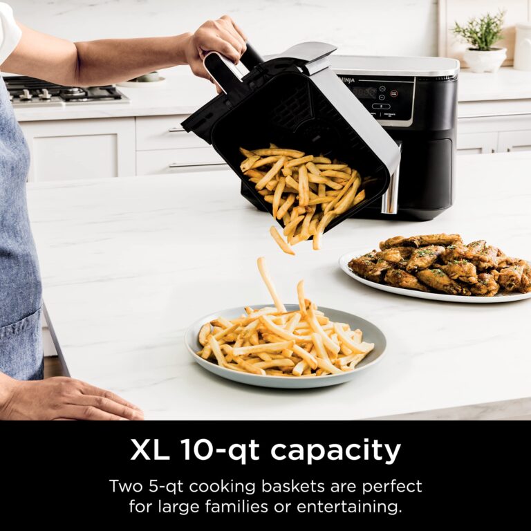 Ninja DZ550 Foodi 10 Quart 6-in-1 DualZone Smart XL Air Fryer with 2 Independent Baskets, Smart Cook Thermometer for Perfect Doneness, Match Cook & Smart Finish to Roast, Dehydrate & More, Grey (Renewed) - Image 7