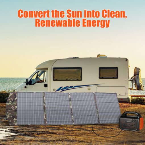 CROS Portable Solar Panel 200W 18V Foldable Solar Charger Kit Solar Generator for Phones RV Laptops Van Camping Off-Grid Outdoor Emergency Power Outage - Image 2