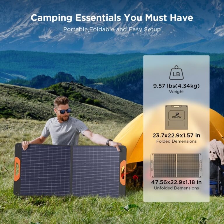 ZOUPW 110 Watt Portable Solar Panel,Power Outage Essentials,18.6V Foldable Solar Panel Charger for Power Station,23.5% High Efficiency IP67 Waterproof 2 Kickstands for Camping RV Hurricane Blackout - Image 8